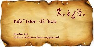 Káldor Ákos névjegykártya